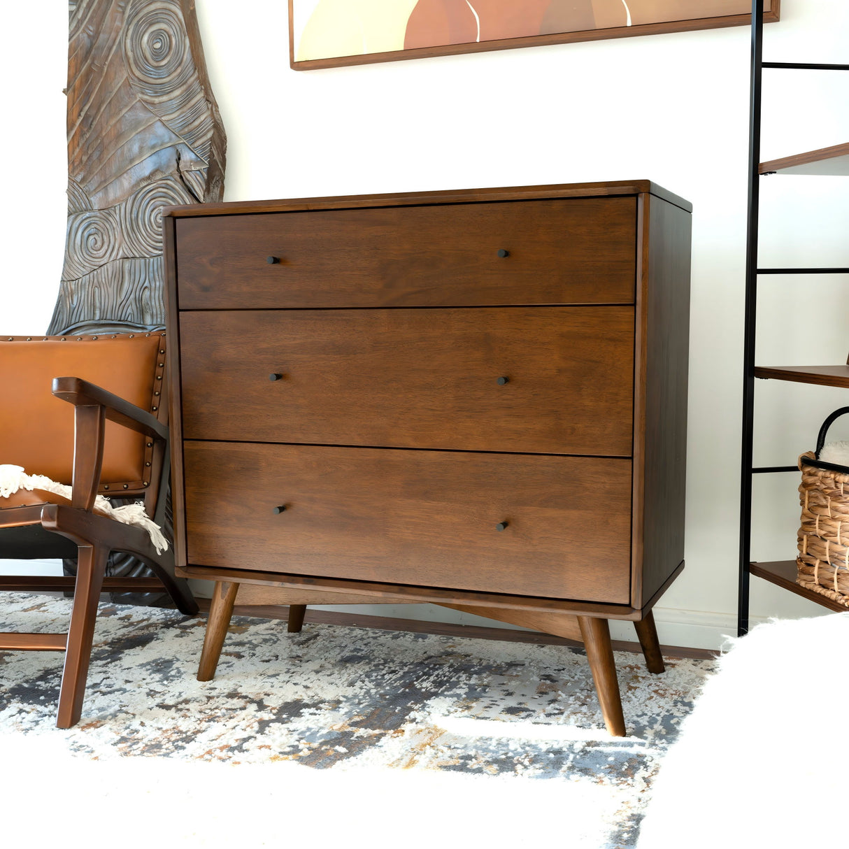 Caroline - Mid-Century Modern Dresser 3 Drawer - Brown / Wood by Ashcroft Furniture | Bel Furniture
