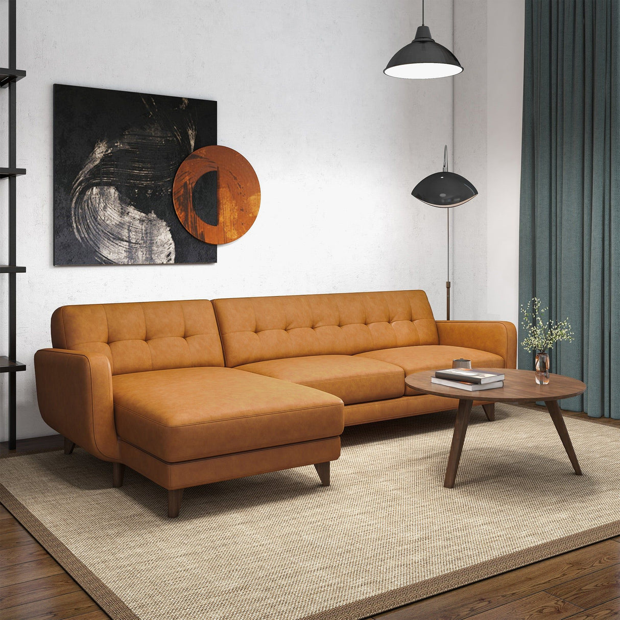Allison - Mid-Century Modern Sectional Sofa Chaise
