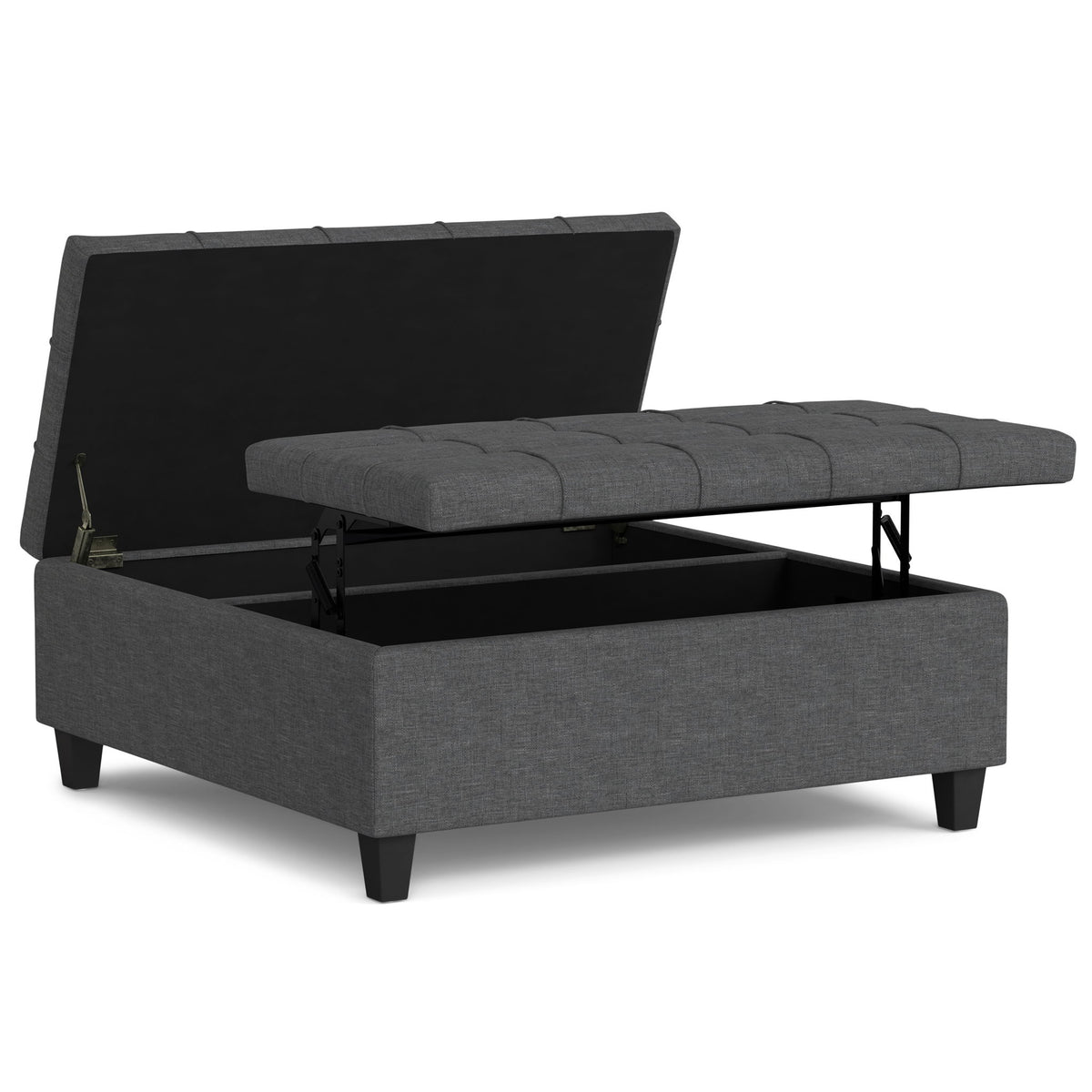 Harrison - Multifunctional Large Square Coffee Table Storage Ottoman - Gray