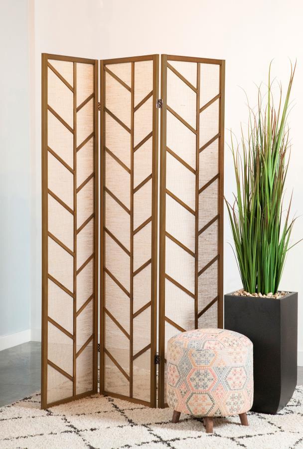 Mila - 3-Panel Room Divider Folding Shoji Screen - Walnut by CoasterEveryday | Bel Furniture
