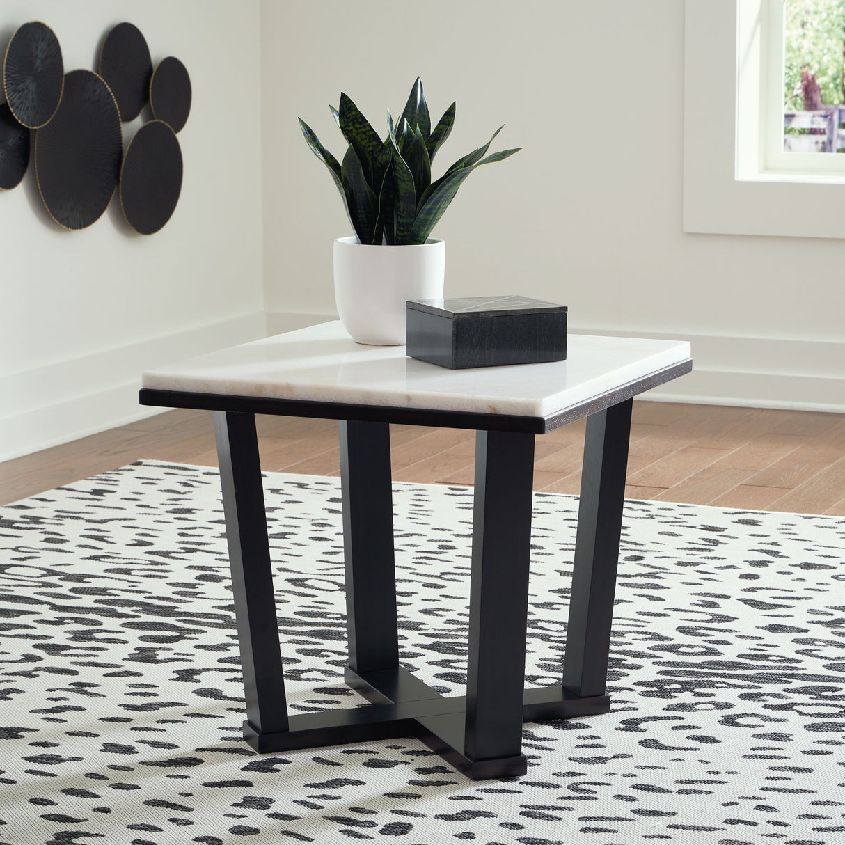 Fostead - White / Espresso - Square End Table by Signature Design by Ashley® | Bel Furniture