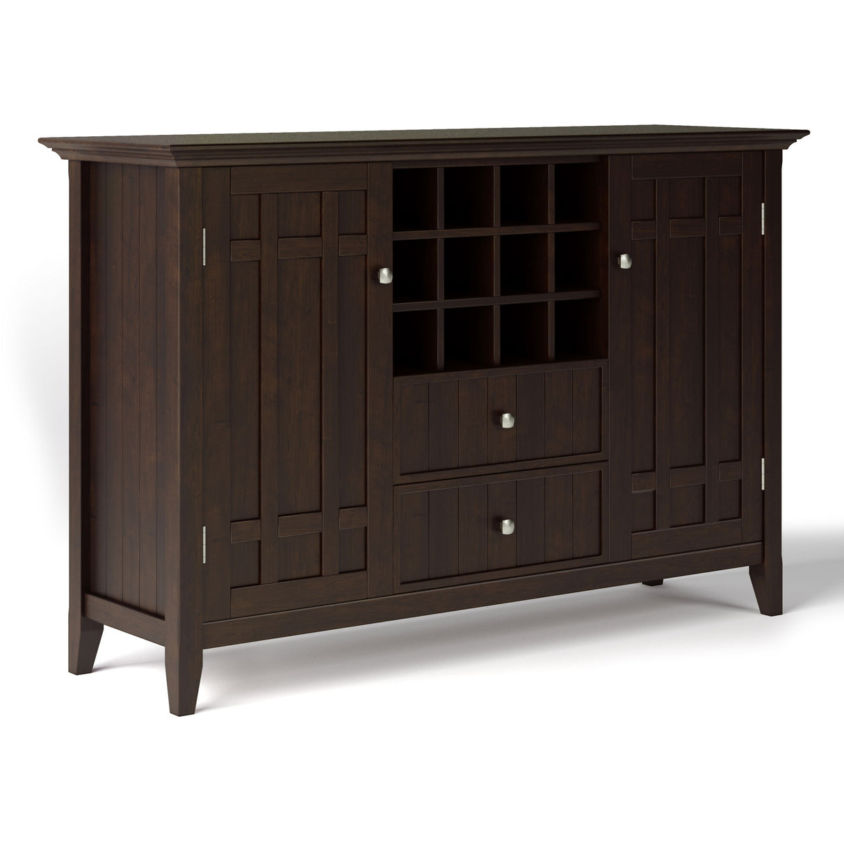 Bedford - Sideboard Buffet And Wine Rack - Dark Chestnut Brown by Simpli-Home | Bel Furniture