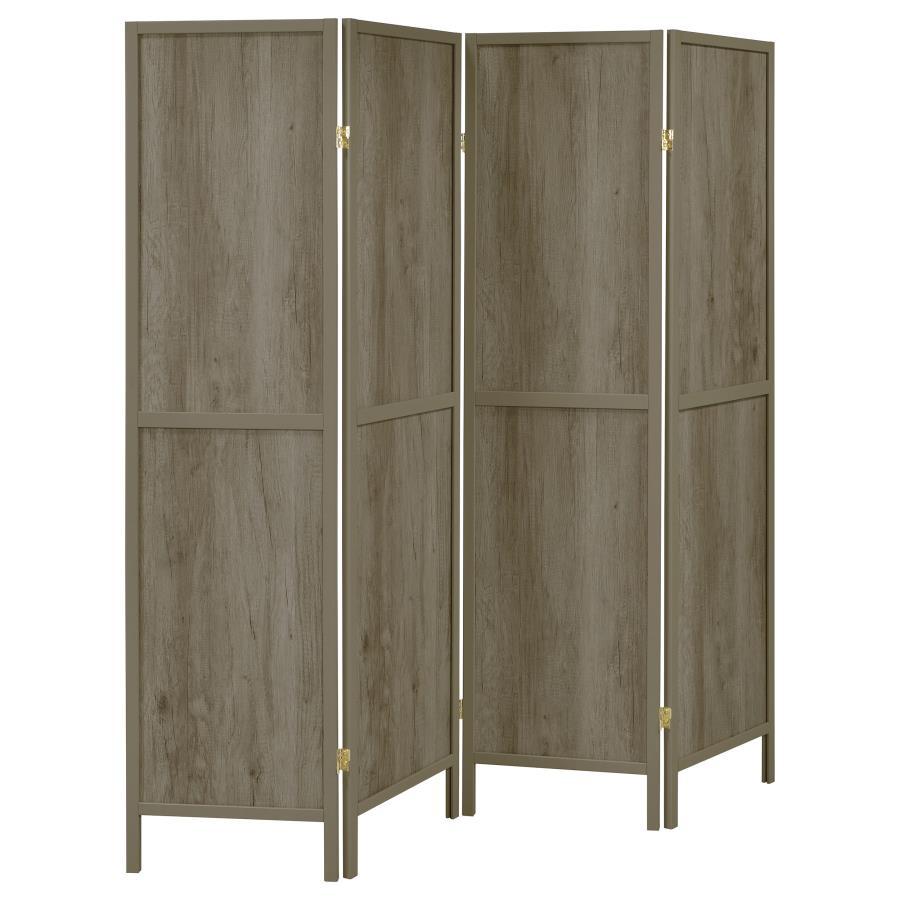 Deepika - 4-Panel Room Divider Folding Screen Gray by CoasterEveryday | Bel Furniture