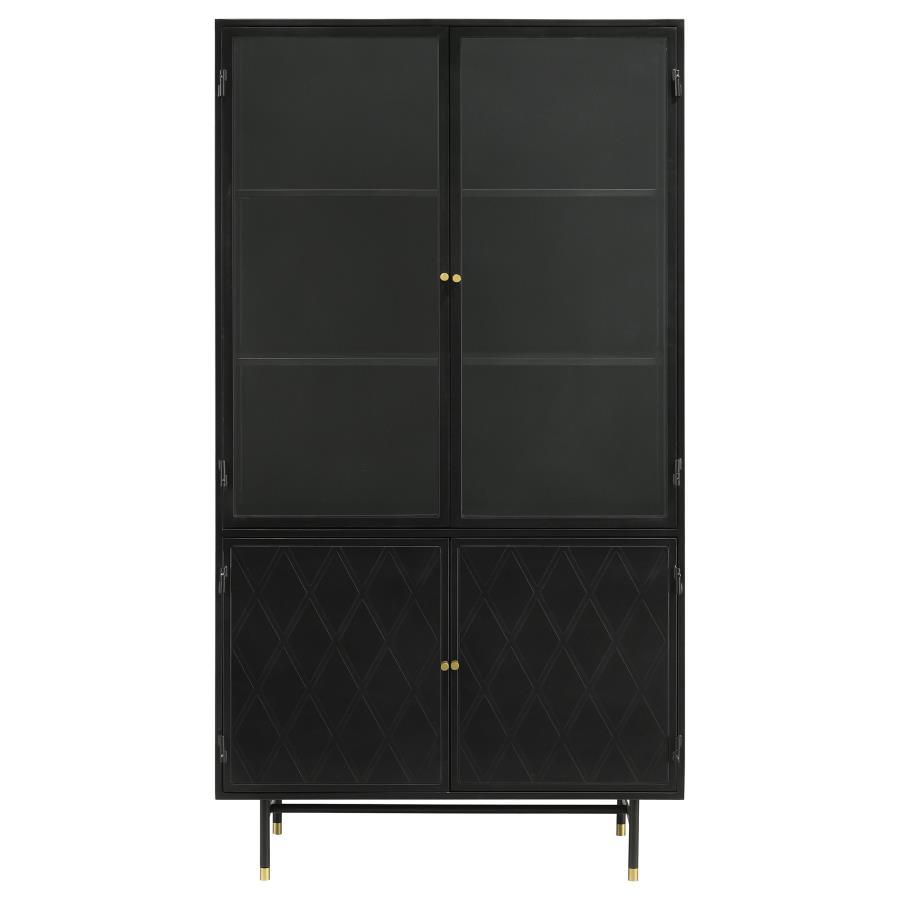 Santiago - 4 Door Metal Tall Storage Cabinet - Matte Black by CoasterElevations | Bel Furniture