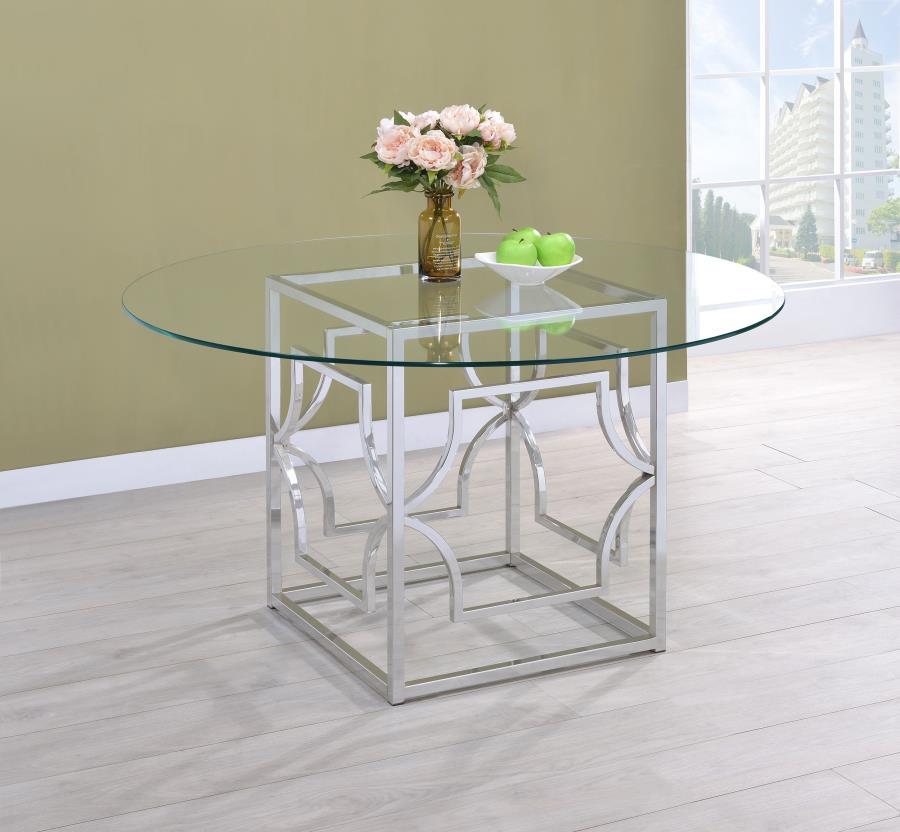 Starlight - Round Glass Top Metal Dining Table by Coaster Fine Furniture | Bel Furniture