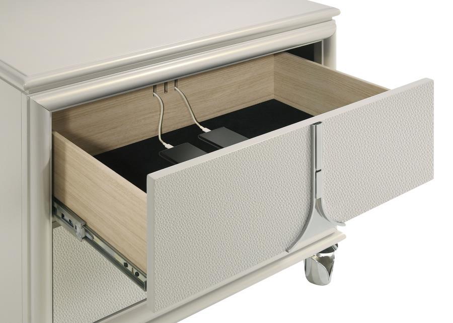 Olivia - 2-Drawer Nightstand Bedside Table - Pearl White by Coaster Fine Furniture | Bel Furniture