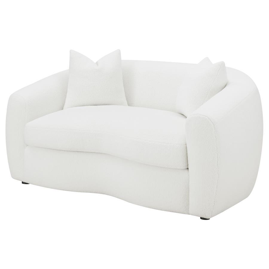 Isabella - Faux Sheepskin Upholstered Loveseat Natural - Ivory by CoasterElevations | Bel Furniture