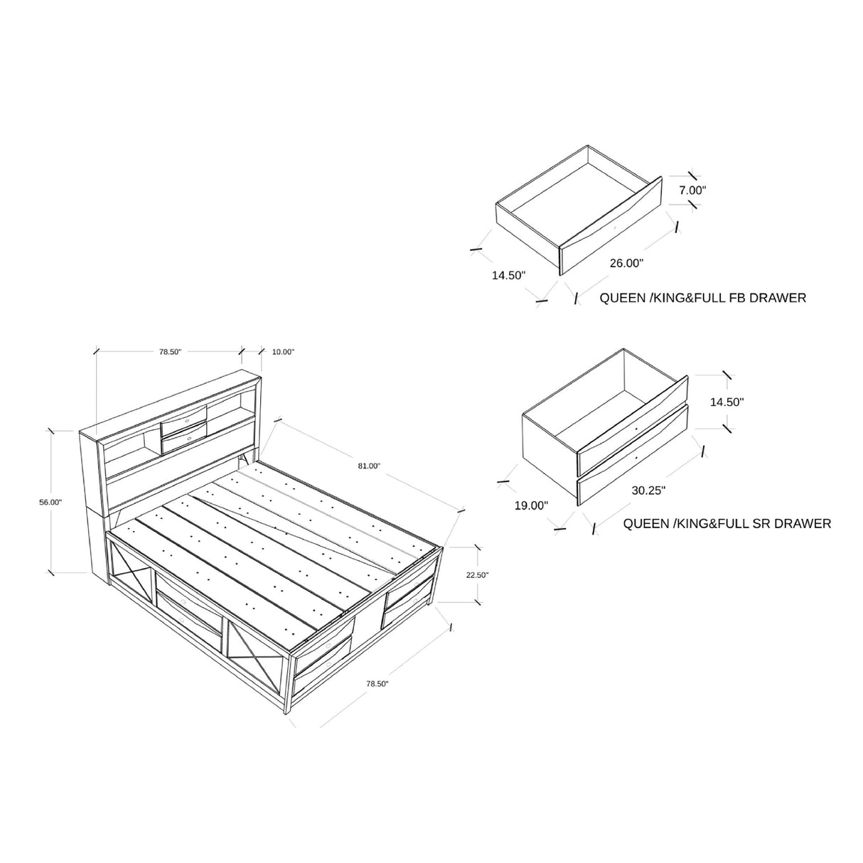 Lucille - Bed With Storage And Bookcase Headboard