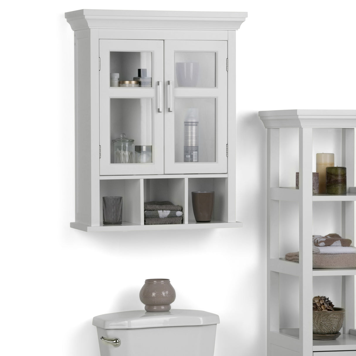 Avington - Two Door Wall Cabinet With Cubbies - Pure White by Simpli-Home | Bel Furniture