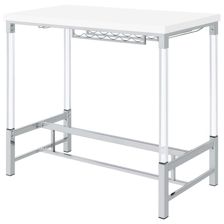 Norcrest - Acrylic Leg Bar Table - White High Gloss by Coaster Fine Furniture | Bel Furniture