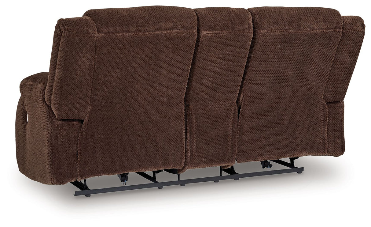 Free Wake - Chocolate - Double Relcining Power Loveseat With Console by Signature Design by Ashley® | Bel Furniture