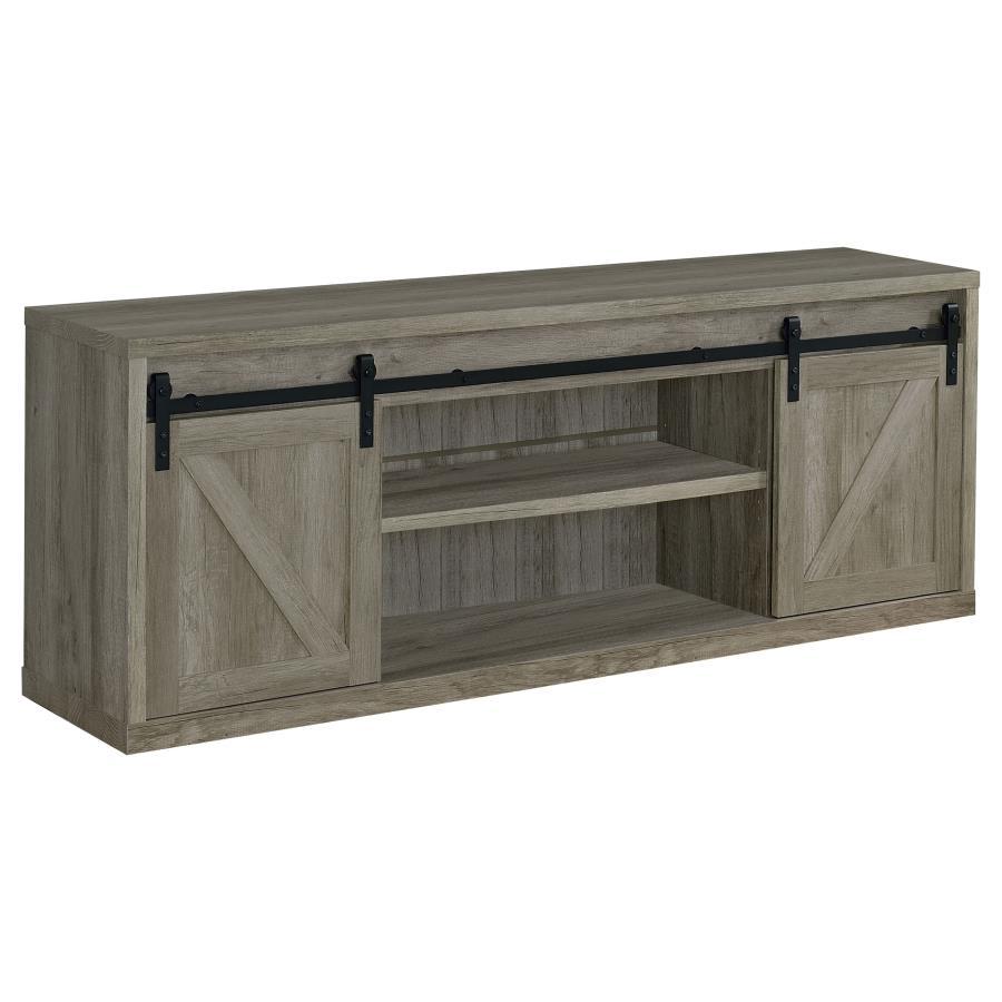 Brockton - 3-shelf Sliding Doors TV Console Dark Gray 71"W x 16"D x 28"H by CoasterEssence | Bel Furniture