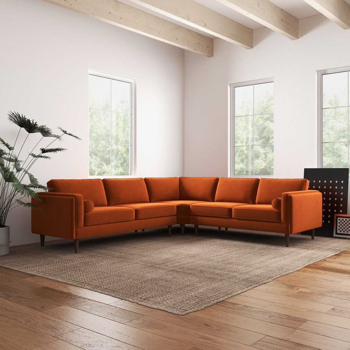 Amber - Velvet Corner Sectional Sofa