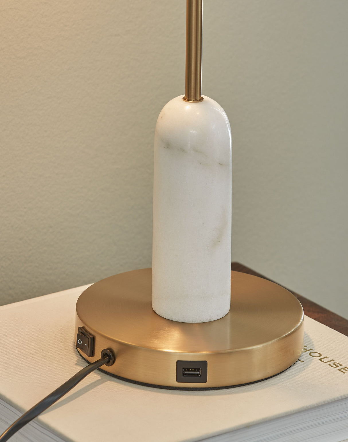 Rowleigh - Gold Finish / White - Marble Desk Lamp by Signature Design by Ashley® | Bel Furniture