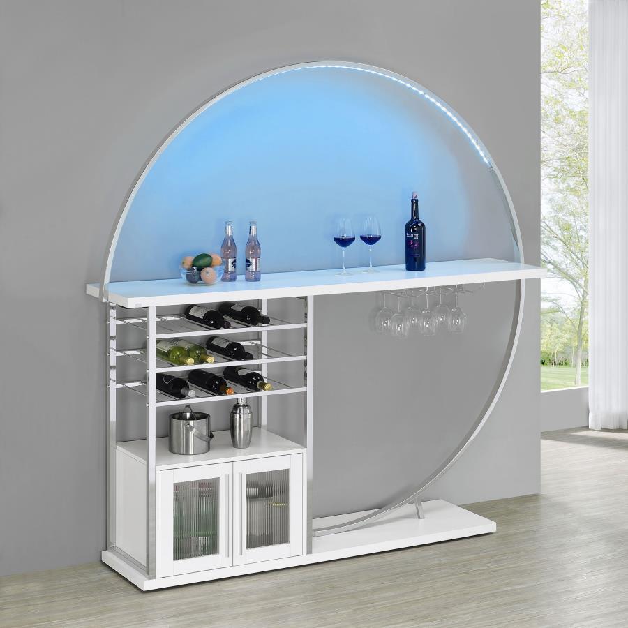 Risley - 2-Door Circular LED Home Bar With Wine Storage by Coaster Fine Furniture | Bel Furniture