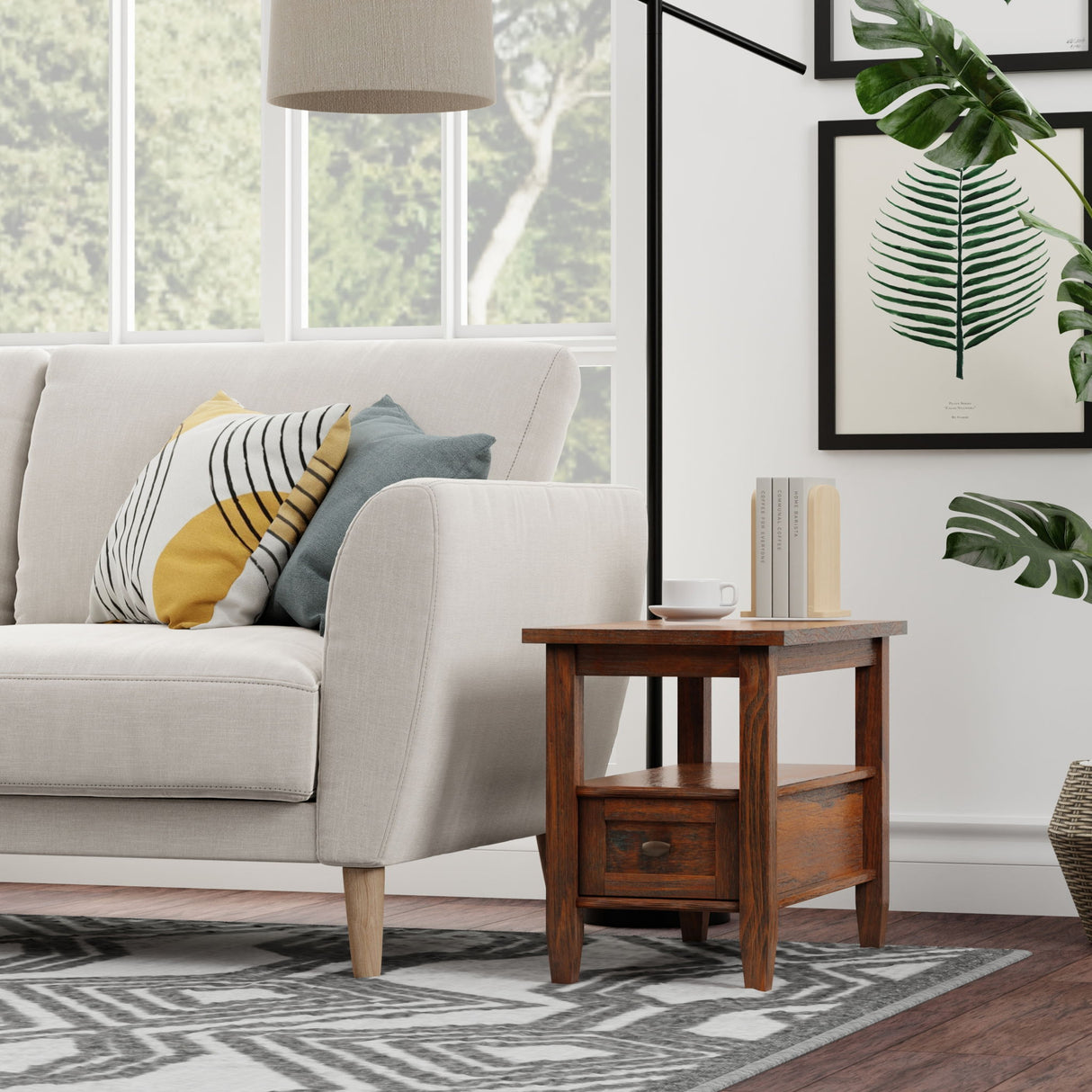 Warm Shaker - Narrow Side Table - Distressed Charcoal Brown by Simpli-Home | Bel Furniture