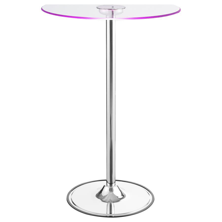Thea - Round Glass Top LED Bistro Bar Table - Chrome by CoasterEssence | Bel Furniture