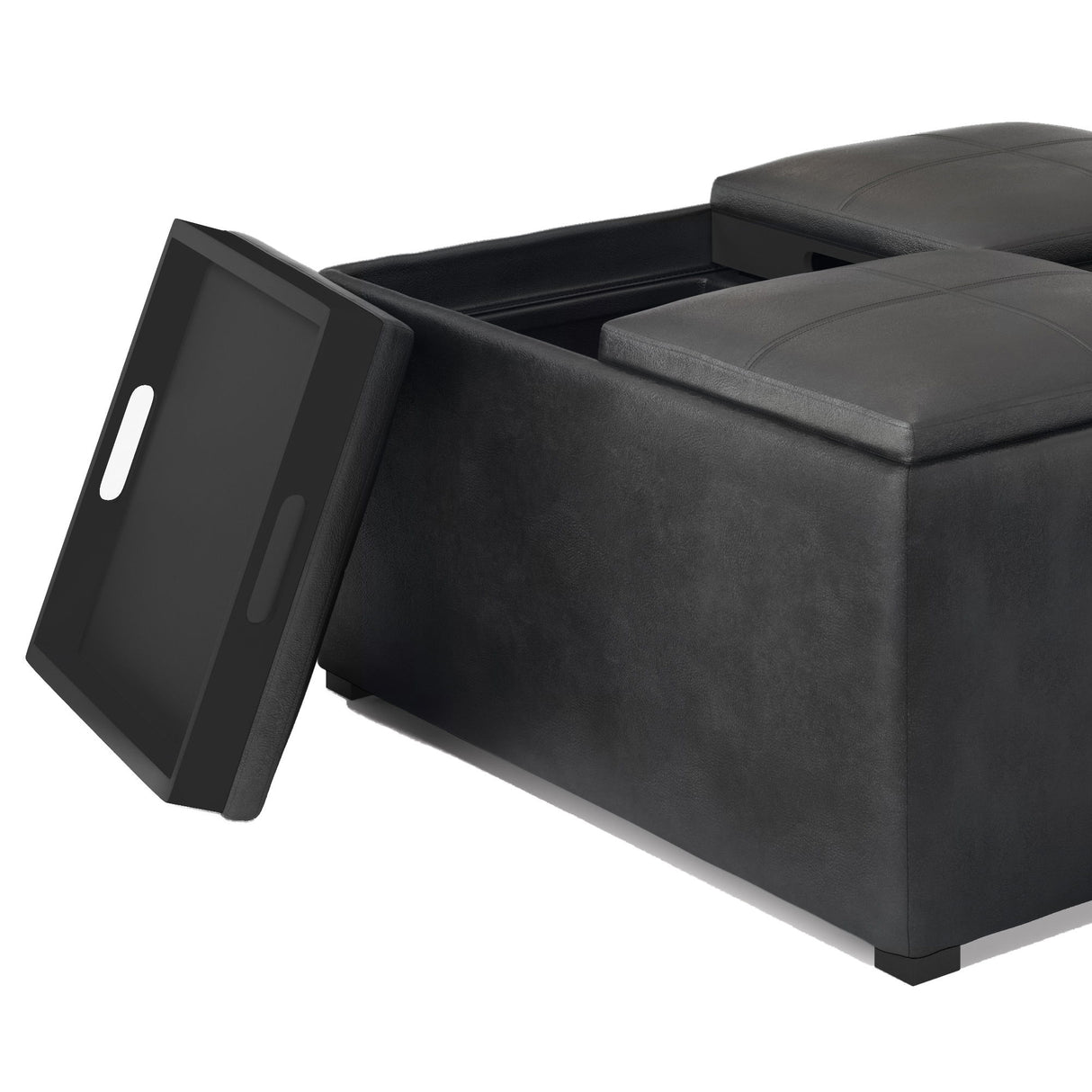 Avalon - Upholstered Square Coffee Table Storage Ottoman by Simpli-Home | Bel Furniture