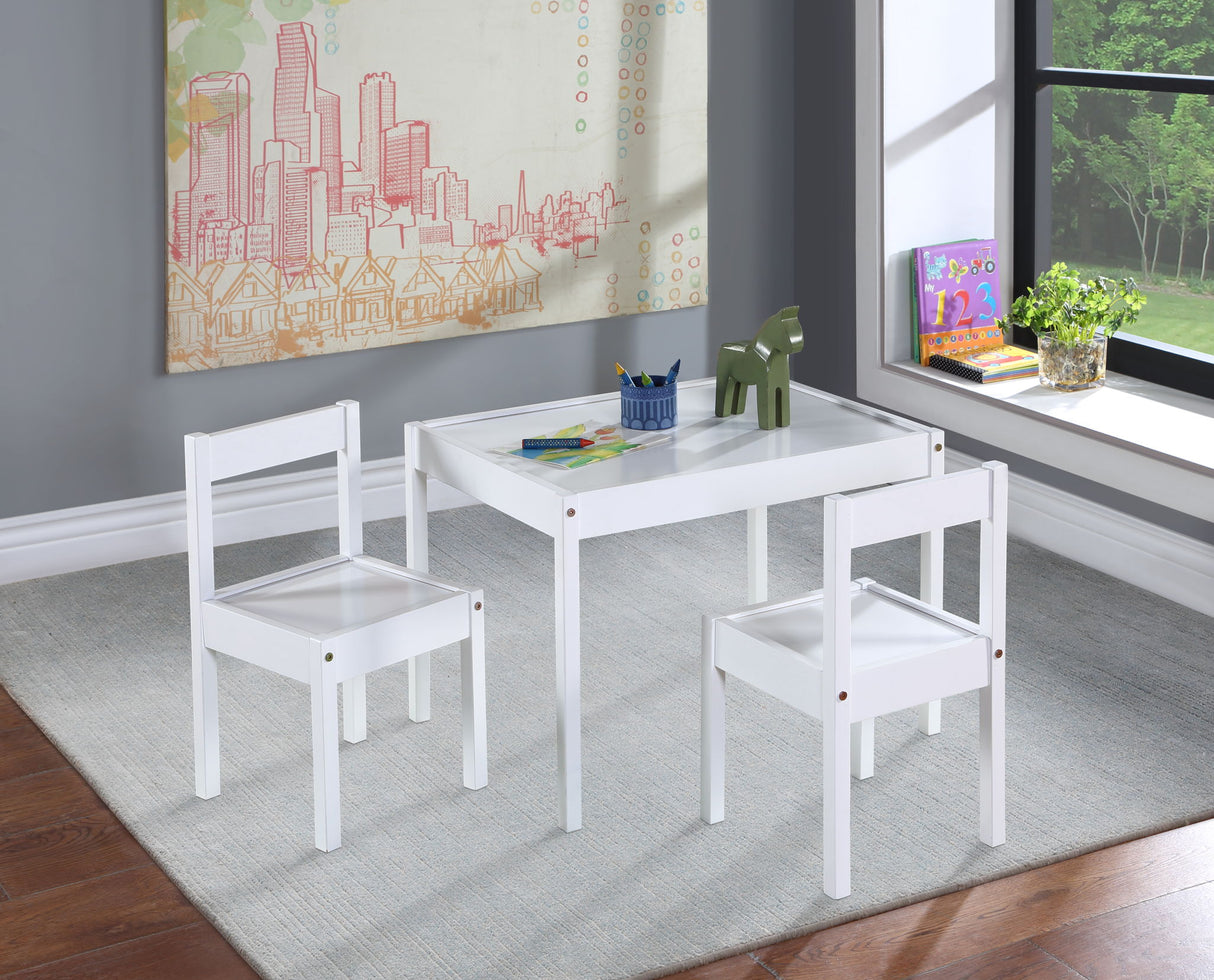 Della - 3-Piece Solid Wood Kids Table & Two Chair Set White by Simple Living | Bel Furniture