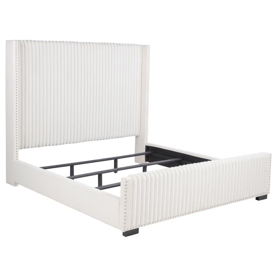 Natasha - Upholstered Bed White by Coaster Fine Furniture | Bel Furniture