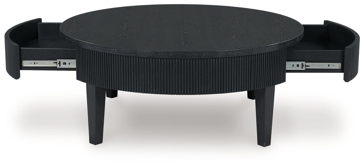 Marstream - Black - Round Cocktail Table by Signature Design by Ashley® | Bel Furniture