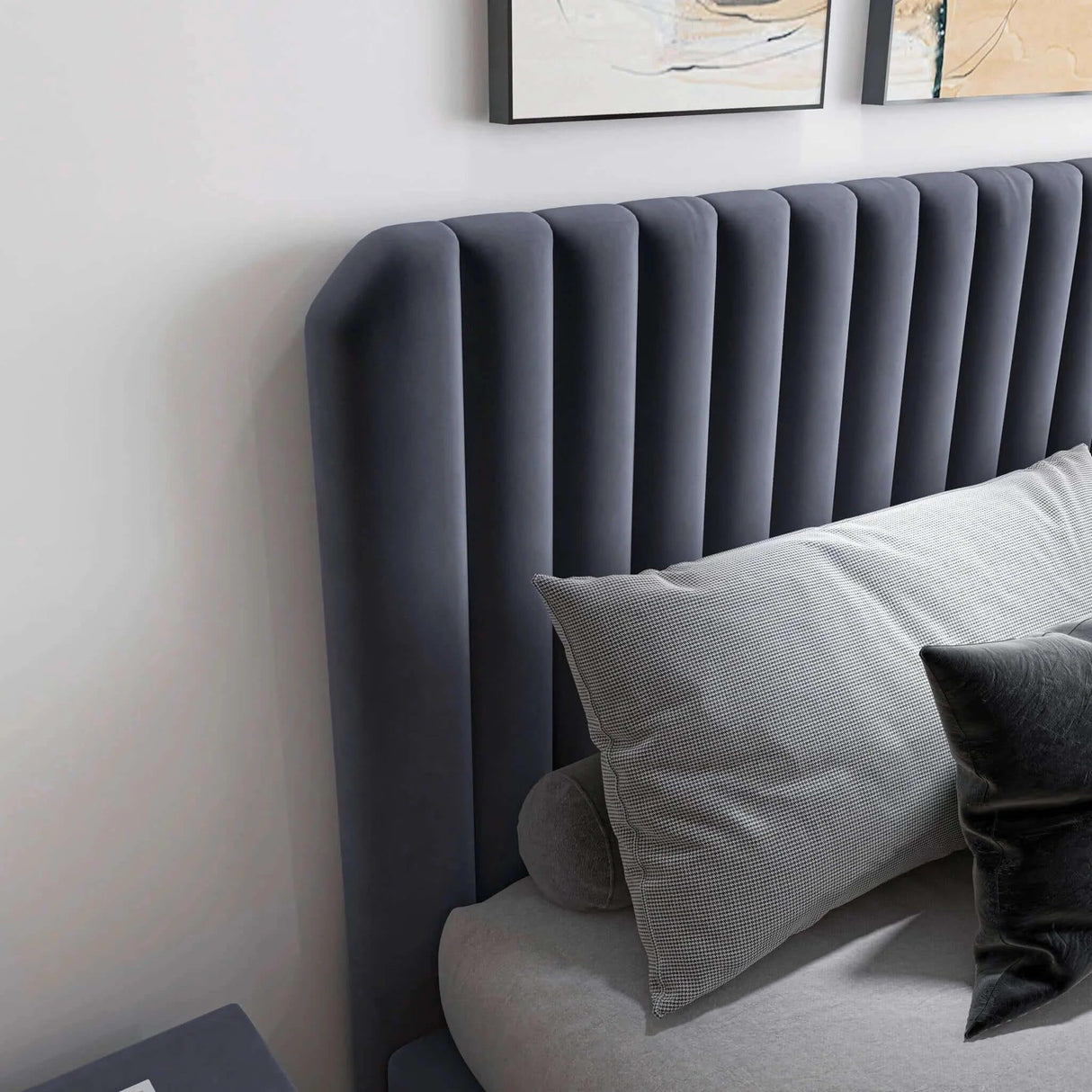 Bethany - Queen Upholstered Platform Bed - Gray by Ashcroft Furniture | Bel Furniture