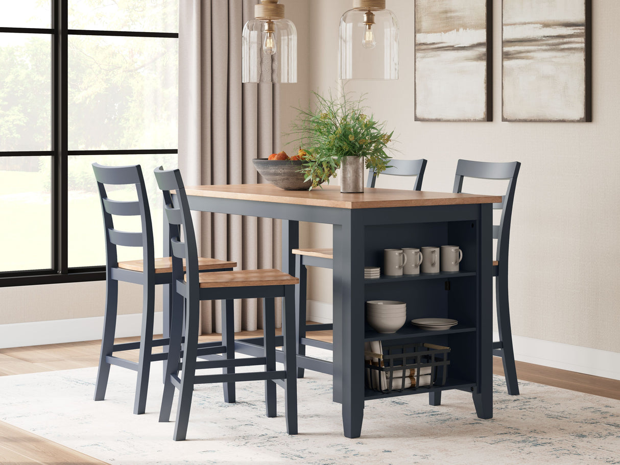 Gesthaven - Rectangular Dining Room Counter Set Blue 5 Pc. Table, 4 Stools by Signature Design by Ashley® | Bel Furniture