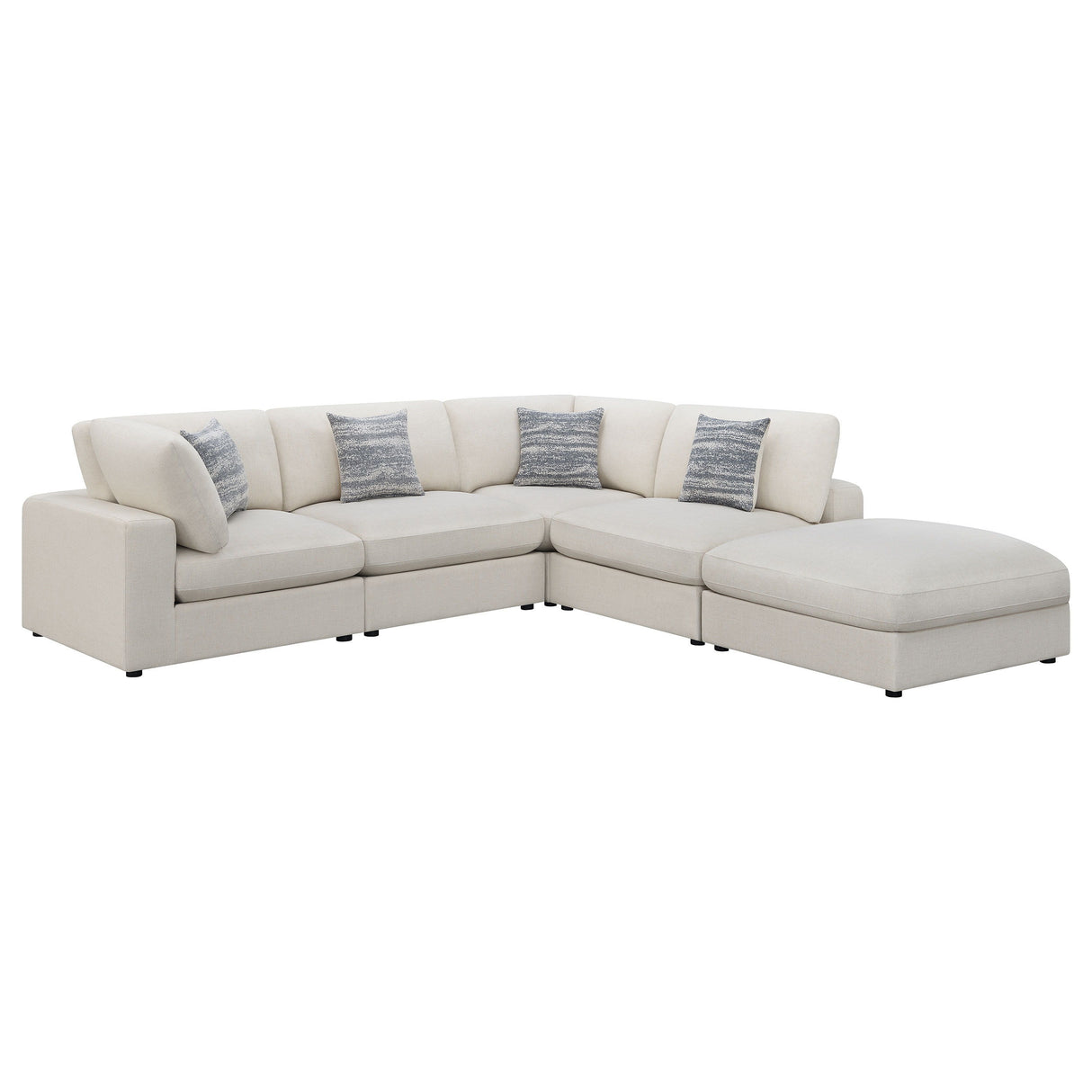 Serene - Upholstered Modular Sectional Sofa Beige 5 Pc. Right Arm Facing Corner Chaise Sectional by CoasterEssence | Bel Furniture