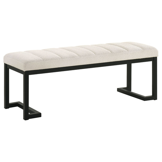 Mesa - Boucle Upholstered Tufted Accent Bench White by Coaster Fine Furniture | Bel Furniture