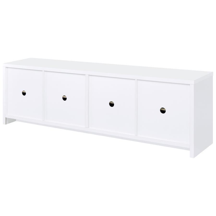 Laughlin - 4 Door Engineered Wood TV Stand - White by CoasterEveryday | Bel Furniture