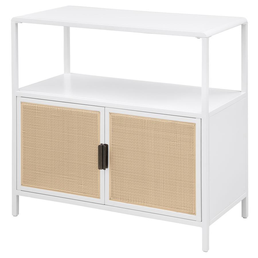 Amherst - 2-Door Radio Weave Cane Metal Accent Cabinet by Coaster Fine Furniture | Bel Furniture