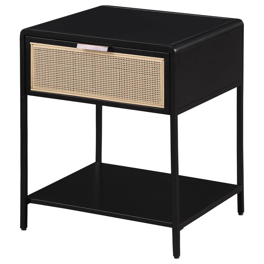 Amherst - 1-Drawer Radio Weave Rattan Metal Side Table by Coaster Fine Furniture | Bel Furniture