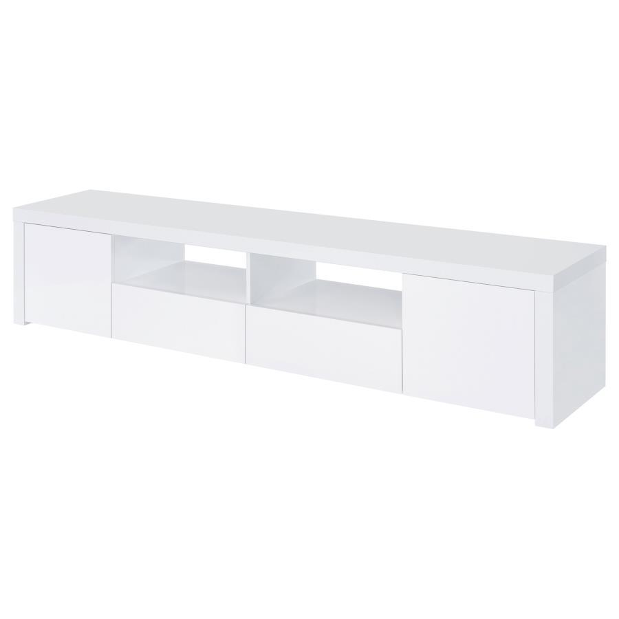 Jude - 2 Door Engineered Wood TV Stand - High Gloss White by Coaster Fine Furniture | Bel Furniture