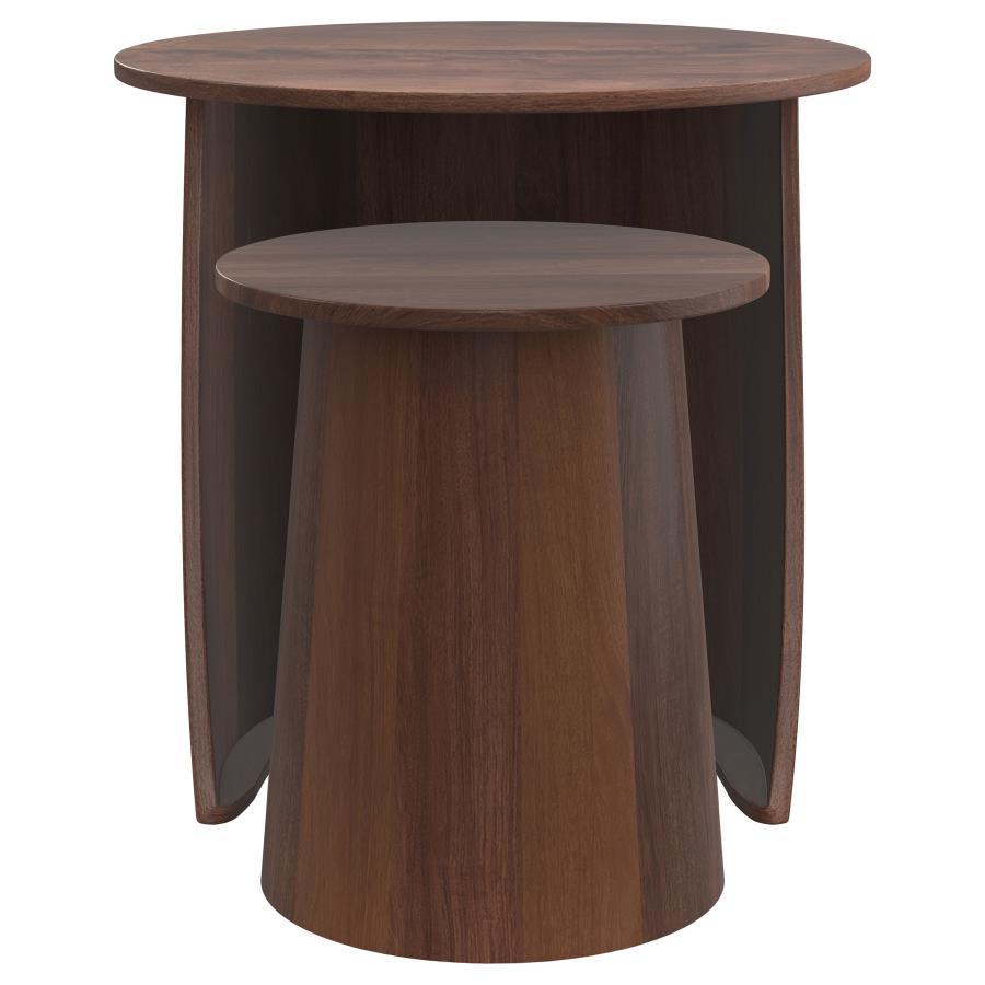 Yency - 2 Piece Round - Mango Wood Nesting Table Set - Dark Brown by Coaster Fine Furniture | Bel Furniture