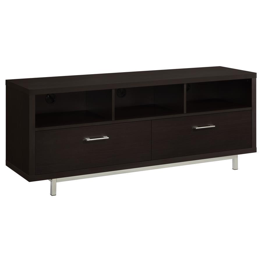Casey - 2-Drawer Engineered Wood 60" TV Stand Dark Brown by CoasterEssence | Bel Furniture