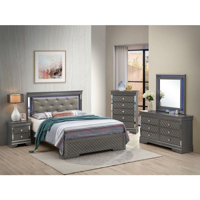 Bed With LED Light Accents Headboard - view 28
