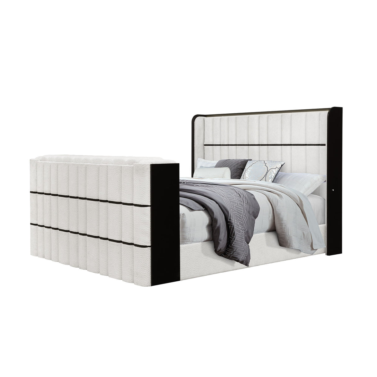 Isaiah - Bed With TV Lift-LED Speakers And Fireplace