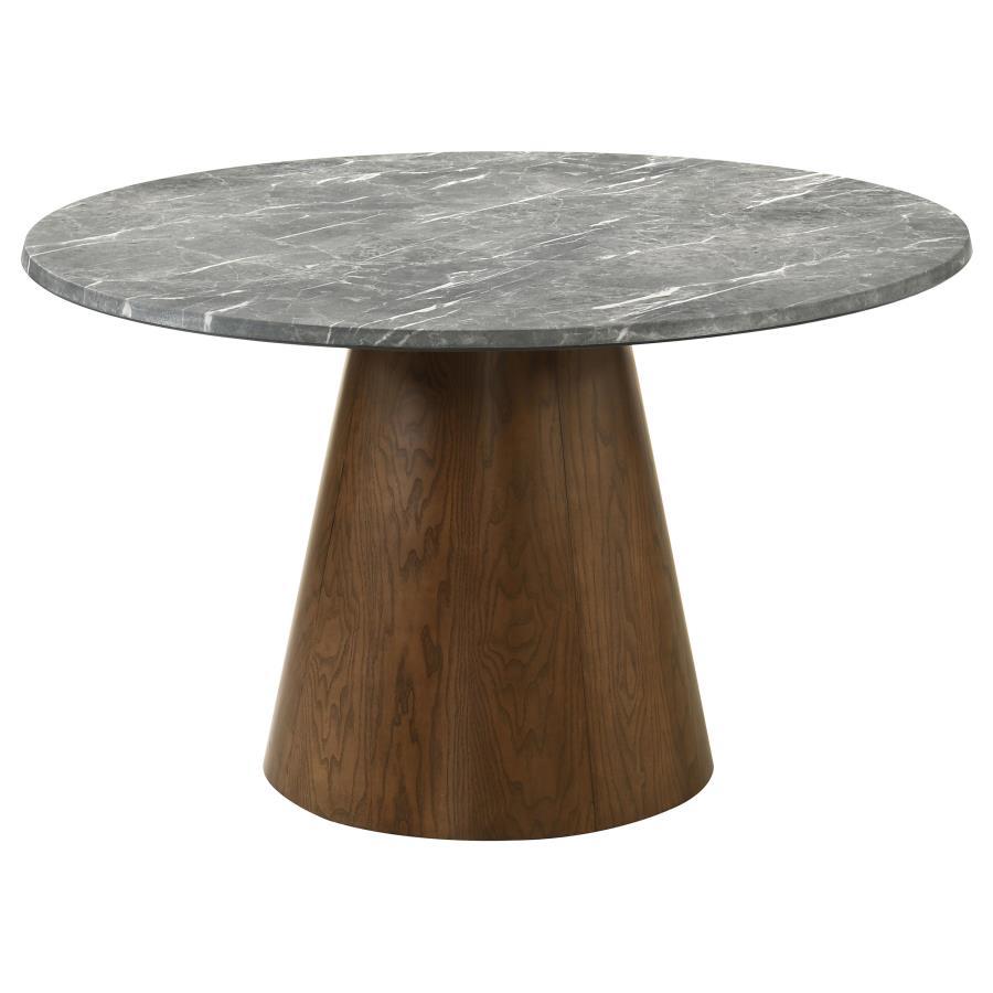 Franklin - 5 Piece Round Dining Table Set - Gray And Dark Oak