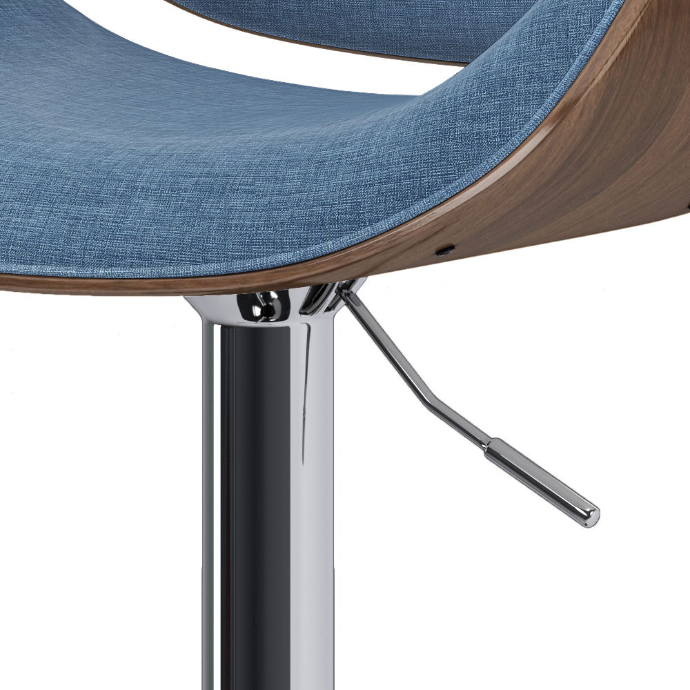 Marana - Bentwood Adjustable Swivel Bar Stool - Blue Linen by Simpli-Home | Bel Furniture