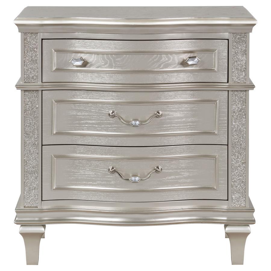 Evangeline - 3-Drawer Nightstand - Silver Oak by CoasterElevations | Bel Furniture