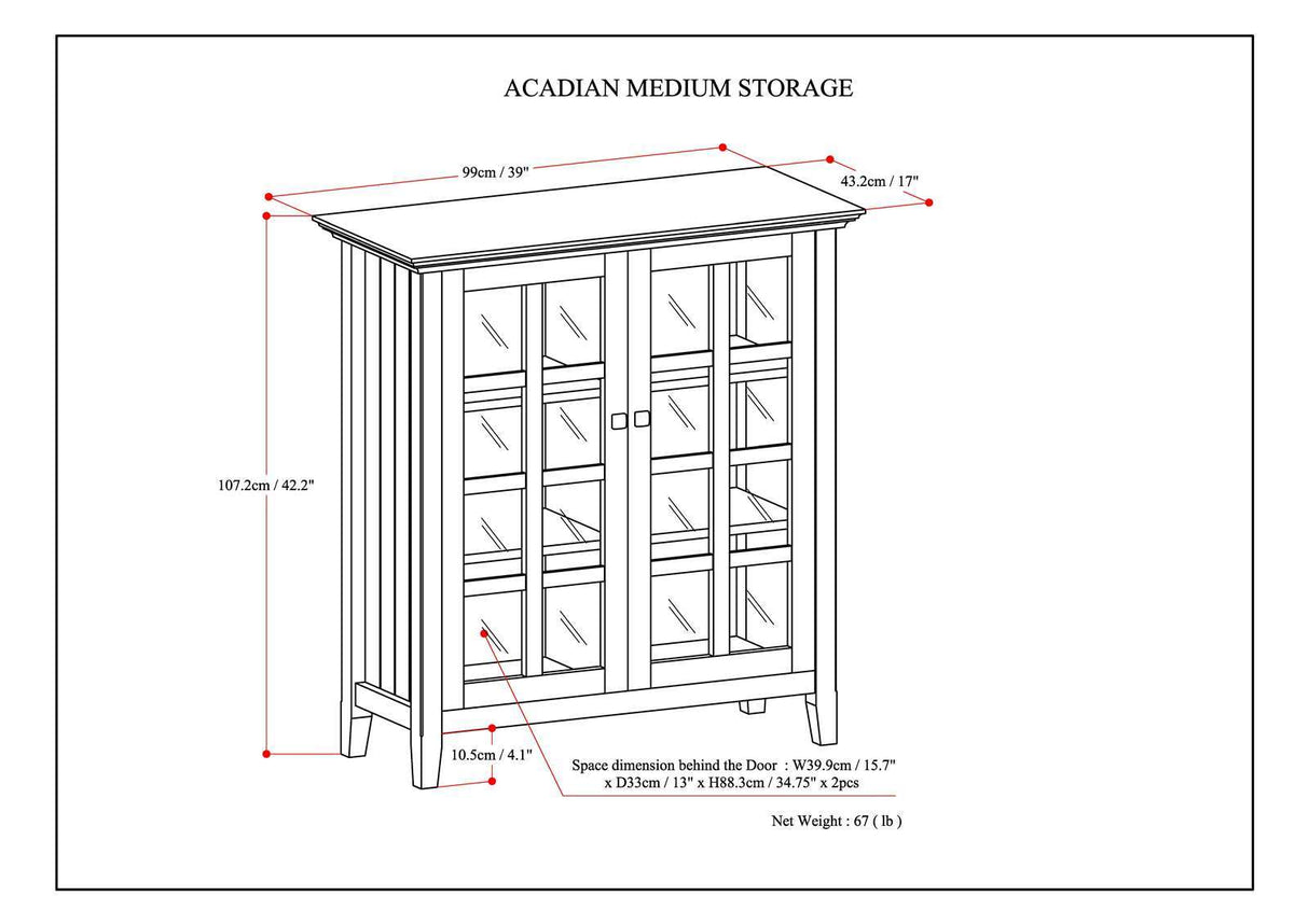Acadian - Medium Storage Cabinet, Handcrafted by Simpli-Home | Bel Furniture
