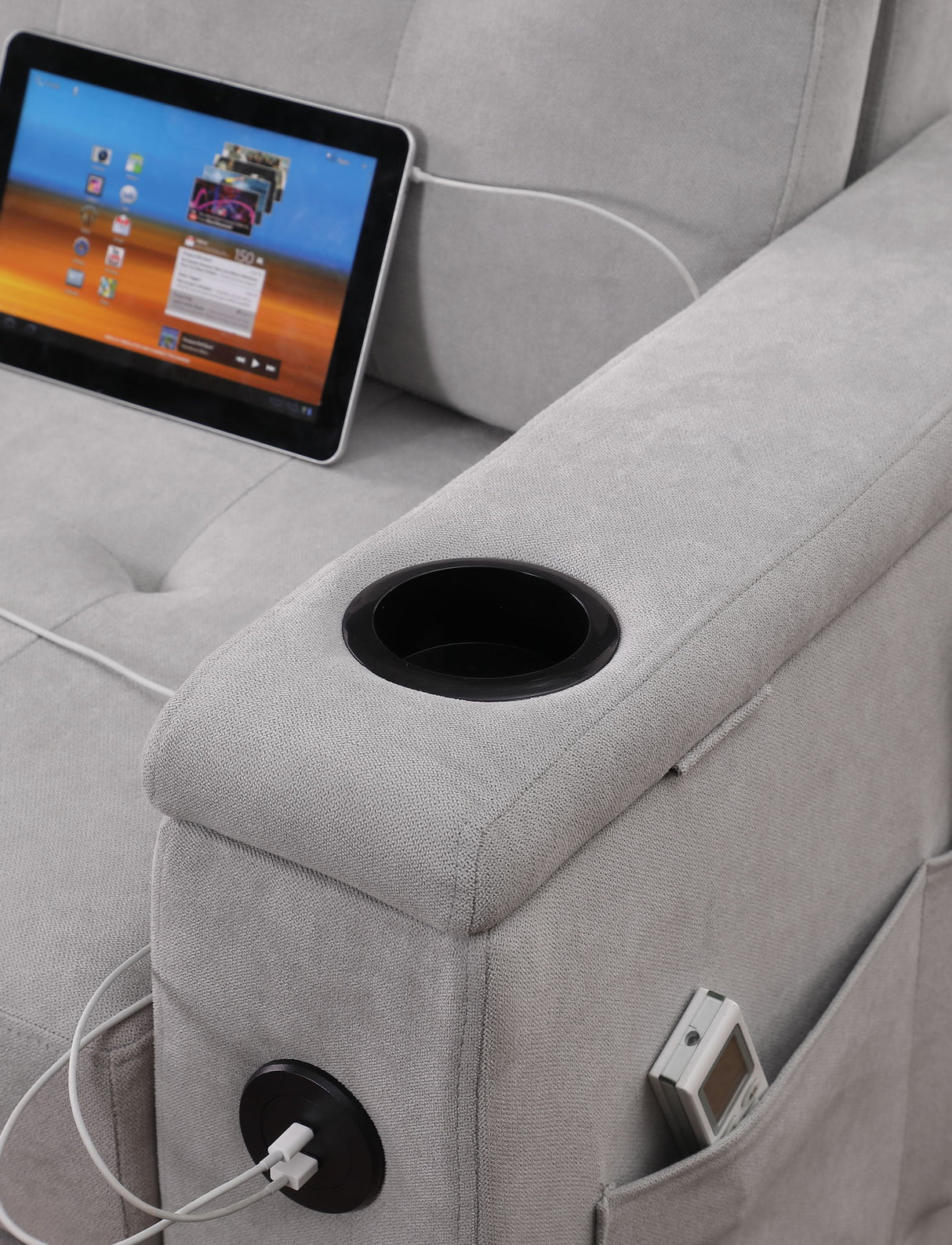 Ashlyn II - 84"W Woven Fabric Reversible Sleeper Sectional Sofa with Storage Chaise by Lilola Home | Bel Furniture