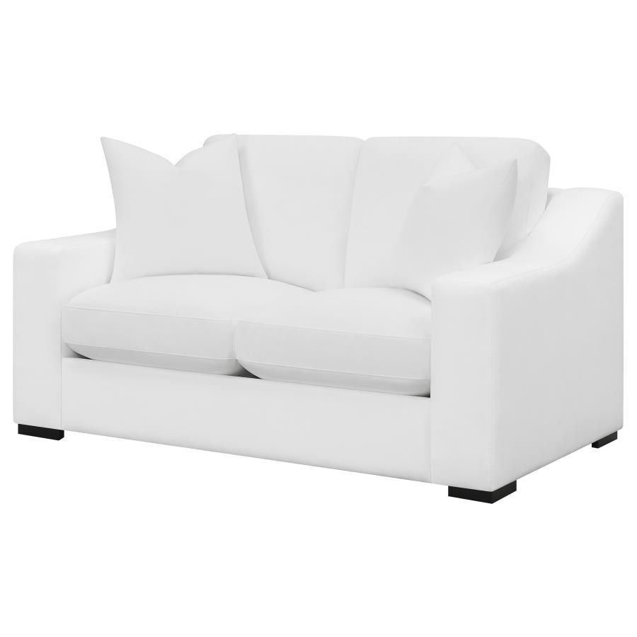 Ashlyn - Upholstered Sloped Arm Loveseat - White by CoasterElevations | Bel Furniture