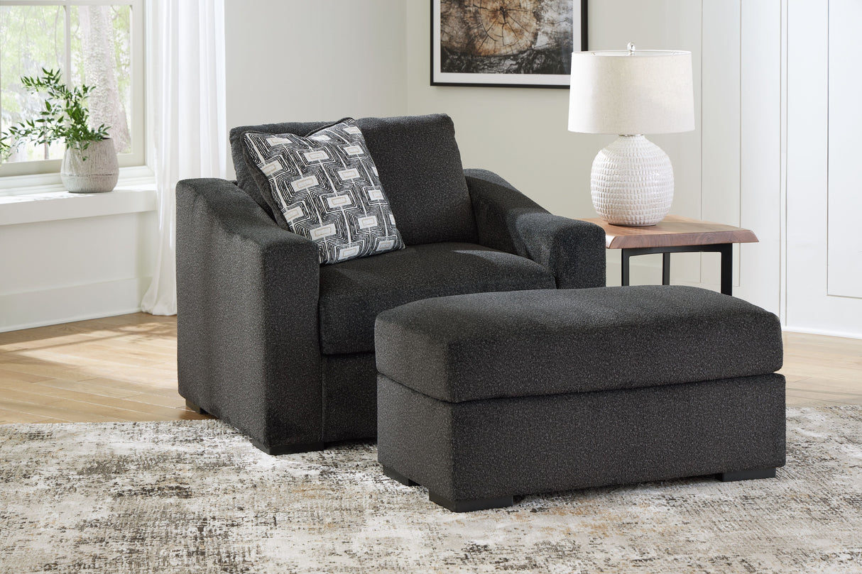 Wryenlynn - Living Room Set Black 2 Pc. Chair And A Half, Ottoman by Benchcraft® | Bel Furniture