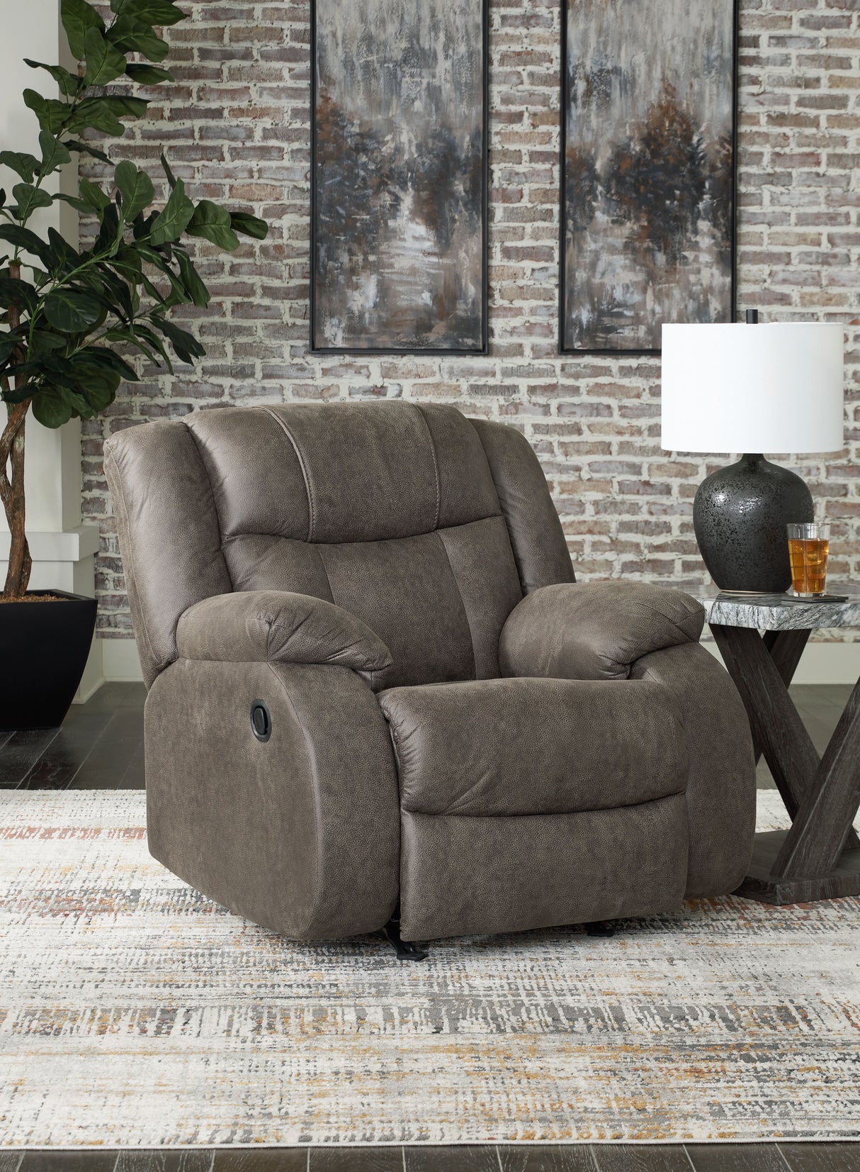 First Base - Gunmetal - Rocker Recliner by Signature Design by Ashley® | Bel Furniture
