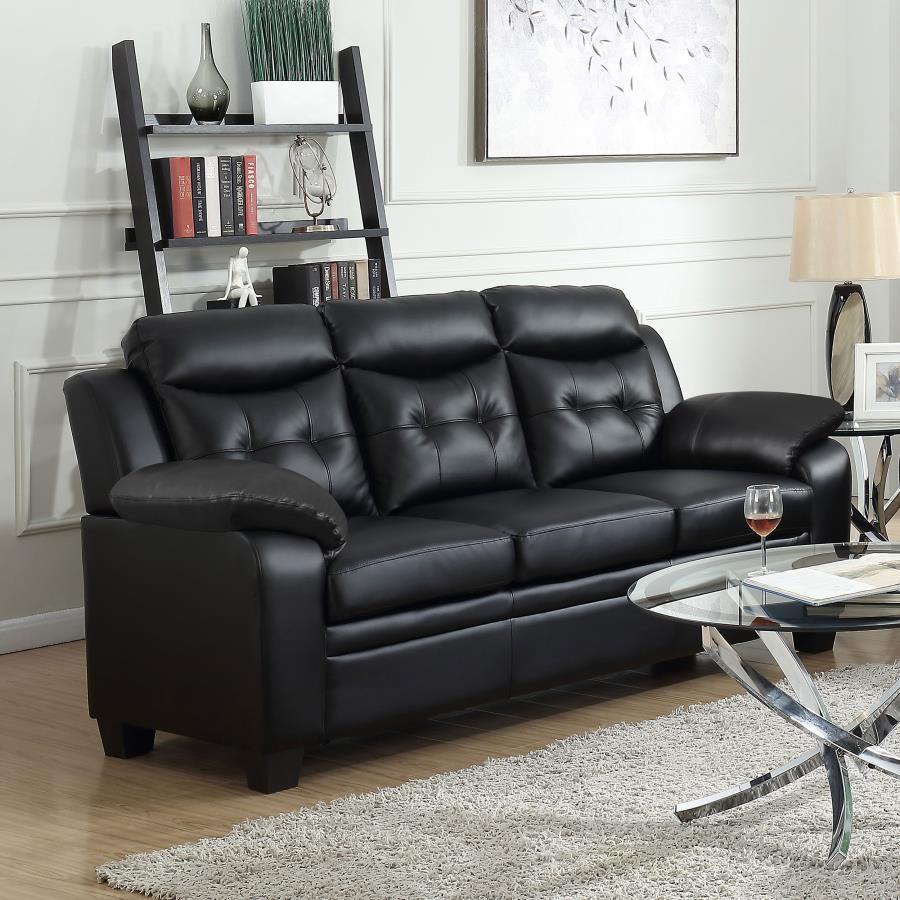 Finley - Upholstered Padded Arm Tufted Sofa - Black by CoasterEveryday | Bel Furniture
