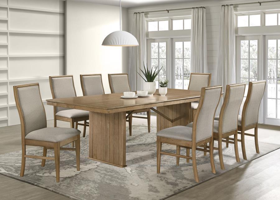Adina - Extension Dining Set Light Brown 9 Pc. Table, 8 Chairs by Coaster Fine Furniture | Bel Furniture