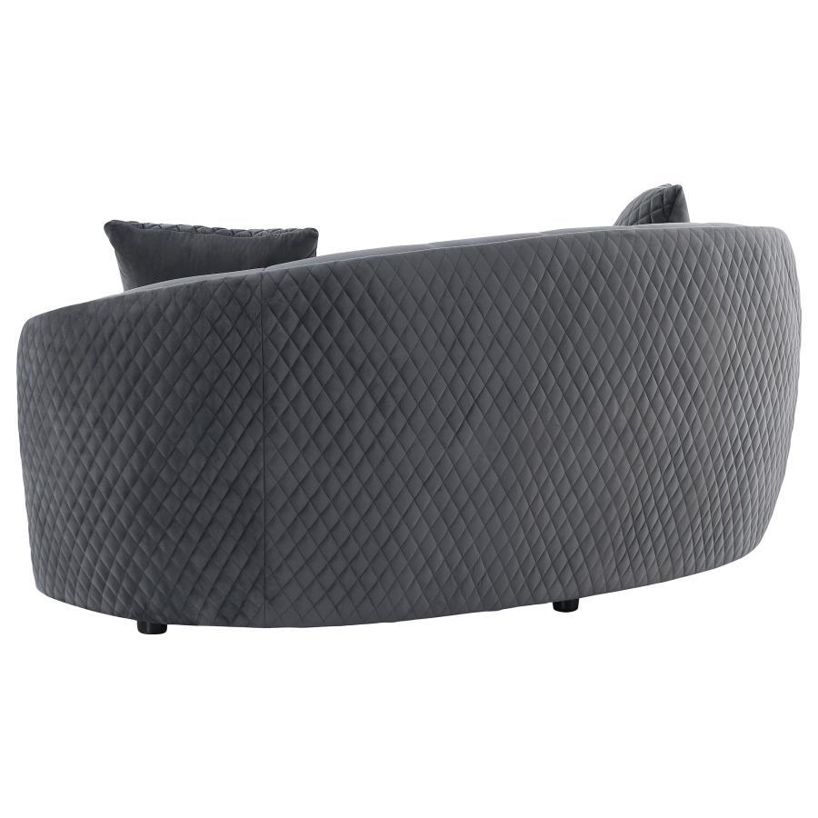Brookside - Velvet Upholstered Curved Loveseat - Dark Gray by CoasterEveryday | Bel Furniture
