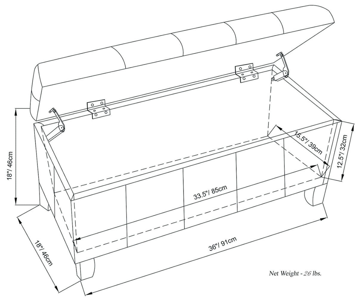 Dover - Multifunctional Storage Ottoman Bench