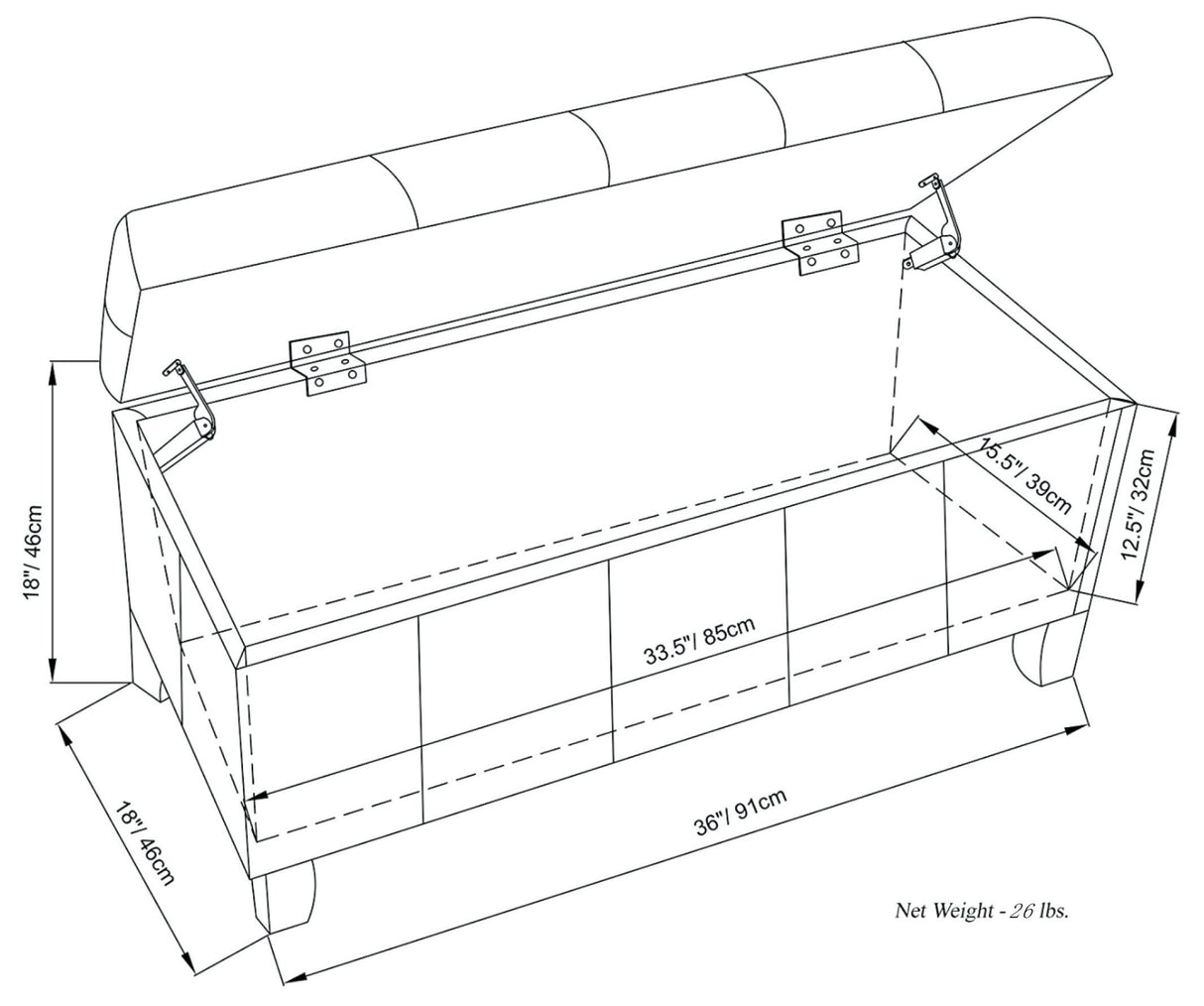 Dover - Storage Ottoman Bench - Distressed Brown by Simpli-Home | Bel Furniture